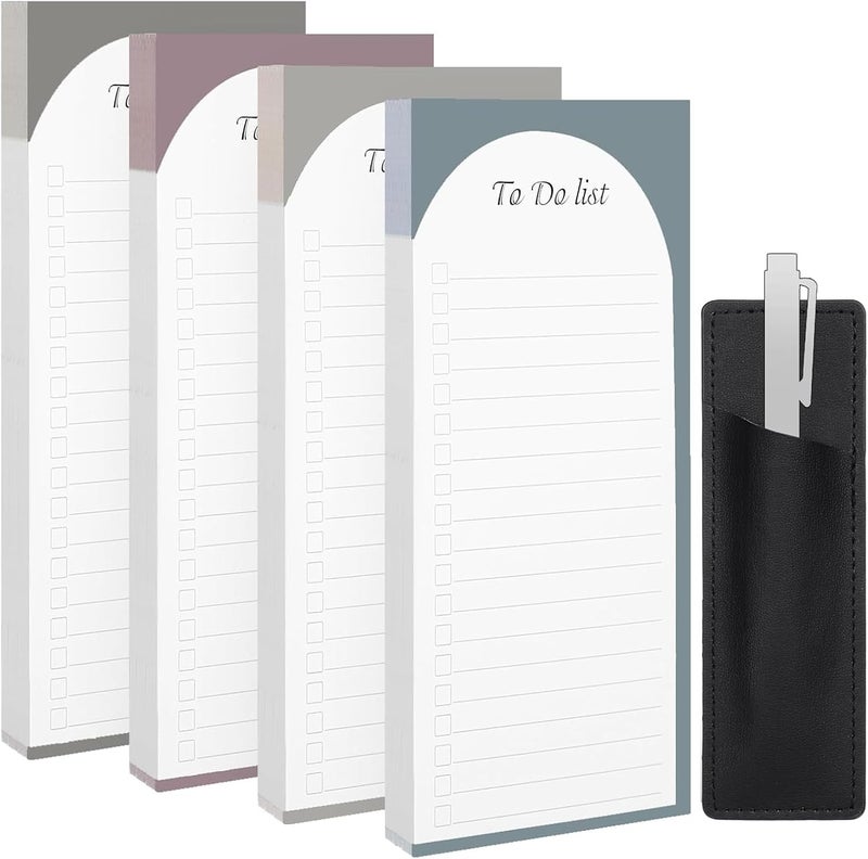 Thboxes 4 Pack Magnetic To Do List Refrigerator with Pen Holder, Totally 200 Sheets Magnetic Note Pad for Fridge Grocery List Magnet Pad for Fridge(Morandi Design) - Image 1